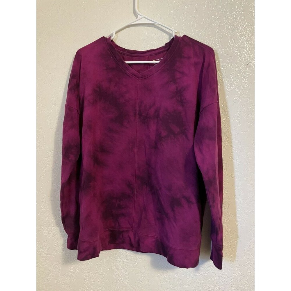 Tek Gear Womens V Neck Sweatshirt Tie Dye Purple C